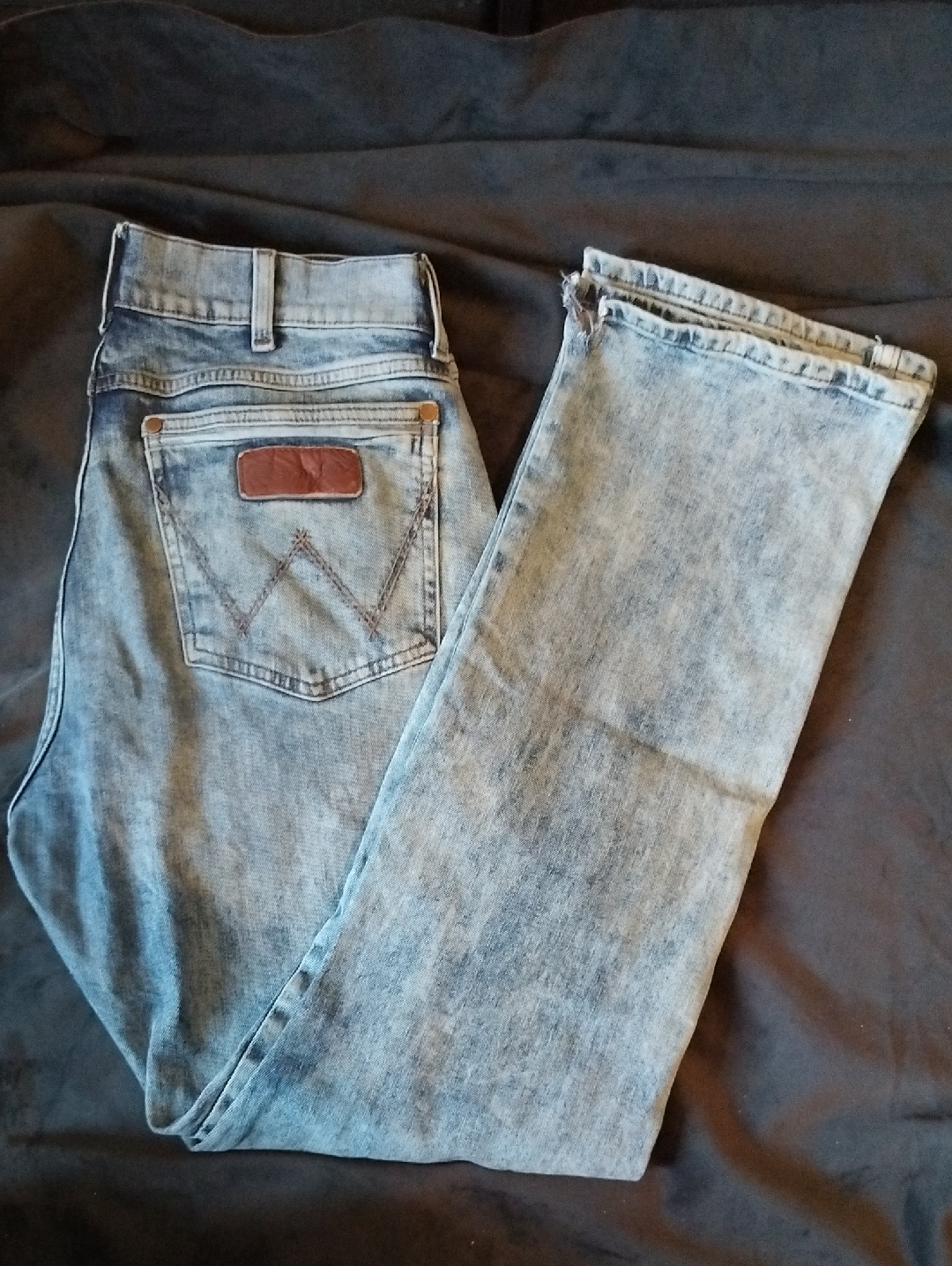 Wrangler Retro Slim Boot Fit Acid Wash Blue Men's Jeans 99% Cotton - 32x32